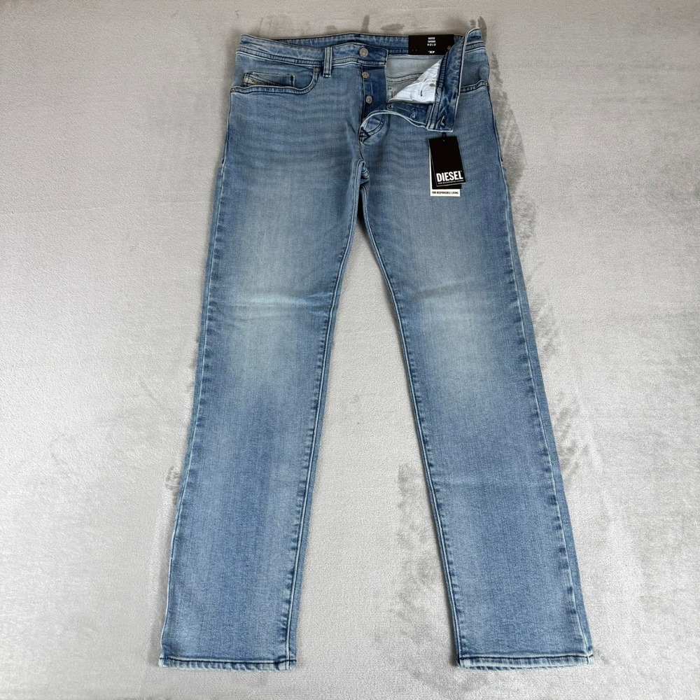 Diesel Buster Tapered Jeans Mens 32x32 Denim Blue Button Fly Stretch $250 NWT